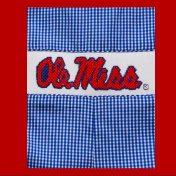 OLE MISS REBELS Smocked Navy Jon Jon w/ Shirt Toddler Size 18 Month Worn Once - Picture 4 of 9